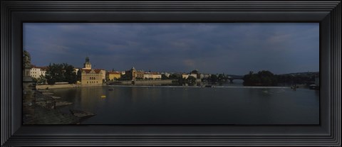 Framed Buildings at the waterfront, Charles Bridge, Vltava River, Prague, Czech Republic Print