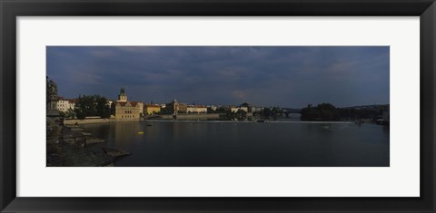 Framed Buildings at the waterfront, Charles Bridge, Vltava River, Prague, Czech Republic Print