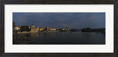 Framed Buildings at the waterfront, Charles Bridge, Vltava River, Prague, Czech Republic Print