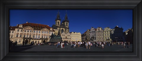 Framed Group of people at a town square, Prague Old Town Square, Old Town, Prague, Czech Republic Print