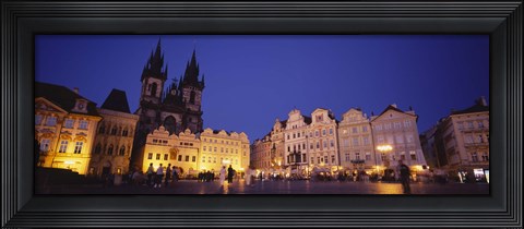 Framed Buildings lit up at dusk, Prague Old Town Square, Old Town, Prague, Czech Republic Print
