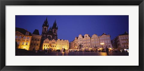 Framed Buildings lit up at dusk, Prague Old Town Square, Old Town, Prague, Czech Republic Print