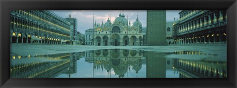 Framed Reflection of a cathedral on water, St. Mark&#39;s Cathedral, St. Mark&#39;s Square, Venice, Veneto, Italy Print