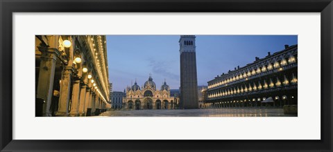 Framed Cathedral lit up at dusk, St. Mark&#39;s Cathedral, St. Mark&#39;s Square, Venice, Veneto, Italy Print