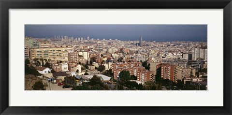 Framed High angle view of a city, Barcelona, Catalonia, Spain Print