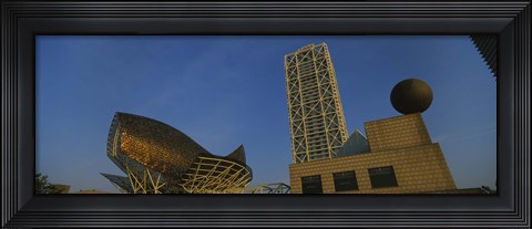 Framed Low angle view of a building, Olympic Port, Golden Whale, Barcelona, Catalonia, Spain Print