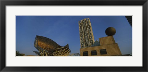 Framed Low angle view of a building, Olympic Port, Golden Whale, Barcelona, Catalonia, Spain Print