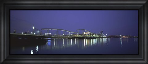 Framed Footbridge across a river, Rambla De Mar, Barcelona, Catalonia, Spain Print
