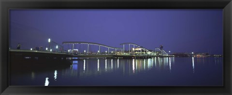 Framed Footbridge across a river, Rambla De Mar, Barcelona, Catalonia, Spain Print