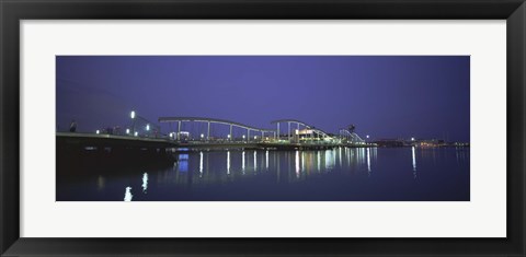 Framed Footbridge across a river, Rambla De Mar, Barcelona, Catalonia, Spain Print