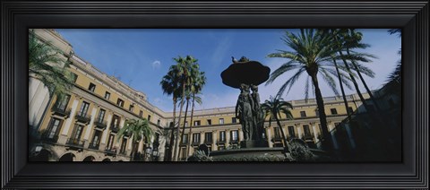 Framed Fountain in front of a palace, Placa Reial, Barcelona, Catalonia, Spain Print
