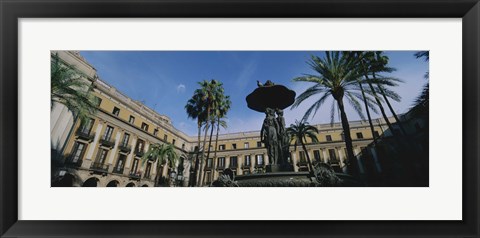 Framed Fountain in front of a palace, Placa Reial, Barcelona, Catalonia, Spain Print