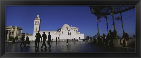 Framed Tourists walking in front of a mosque, Jamaa-El-Jedid, Algiers, Algeria Print