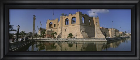 Framed Reflection of a building in a pond, Assai Al-Hamra, Tripoli, Libya Print