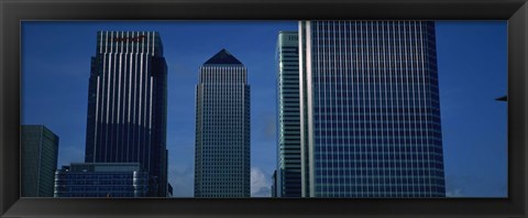 Framed Skyscrapers in a city, Canary Wharf, London, England Print