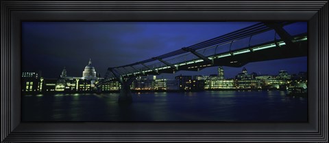 Framed Low angle view of a bridge across a river, Millennium Bridge, Thames River, London, England Print