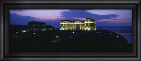 Framed Buildings lit up at night, Palais Due Pharo, Marseille, Bouches-Du-Rhone, Provence-Alpes-Cote Daze, France Print