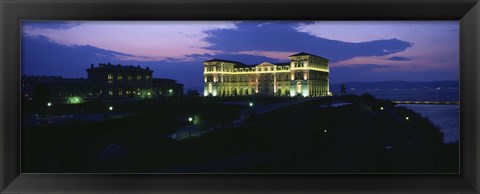 Framed Buildings lit up at night, Palais Due Pharo, Marseille, Bouches-Du-Rhone, Provence-Alpes-Cote Daze, France Print