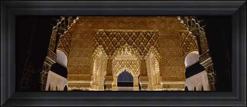 Framed Carving on the wall of a palace, Court Of Lions, Alhambra, Granada, Andalusia, Spain Print