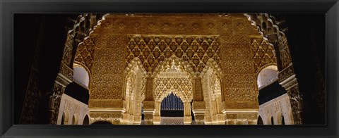 Framed Carving on the wall of a palace, Court Of Lions, Alhambra, Granada, Andalusia, Spain Print