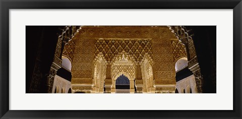 Framed Carving on the wall of a palace, Court Of Lions, Alhambra, Granada, Andalusia, Spain Print