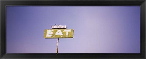 Framed Low angle view of an old sign board, Highway 395, California, USA Print