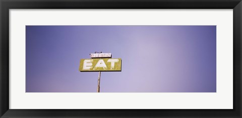 Framed Low angle view of an old sign board, Highway 395, California, USA Print