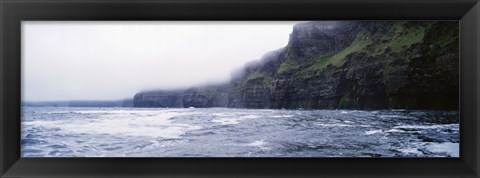 Framed Rock formations at the waterfront, Cliffs Of Moher, The Burren, County Clare, Republic Of Ireland Print