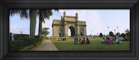 Framed Tourist in front of a monument, Gateway Of India, Mumbai, Maharashtra, India Print