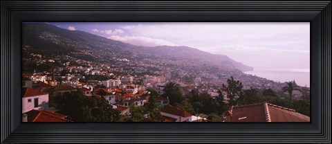 Framed High angle view of a town, Fortela de Pico, The Pico Forte, Funchal, Madeira, Portugal Print
