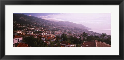 Framed High angle view of a town, Fortela de Pico, The Pico Forte, Funchal, Madeira, Portugal Print