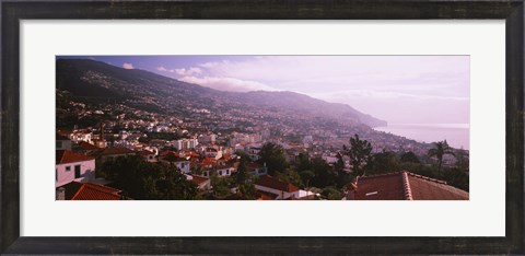 Framed High angle view of a town, Fortela de Pico, The Pico Forte, Funchal, Madeira, Portugal Print