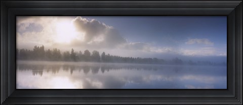 Framed Panoramic view of a river at dawn, Vuoski River, Imatra, Finland Print