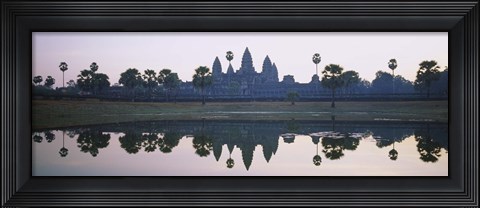 Framed Reflection of temples and palm trees in a lake, Angkor Wat, Cambodia Print
