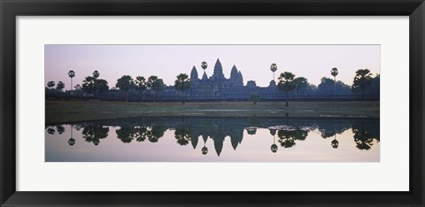 Framed Reflection of temples and palm trees in a lake, Angkor Wat, Cambodia Print