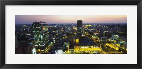 Framed High angle view of a city lit up at night, Ho Chi Minh City, Vietnam Print