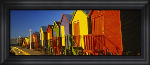 Framed Beach huts in a row, St James, Cape Town, South Africa Print