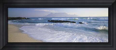 Framed Tide on the beach, Table Mountain, South Africa Print