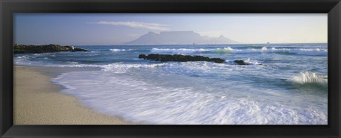 Framed Tide on the beach, Table Mountain, South Africa Print