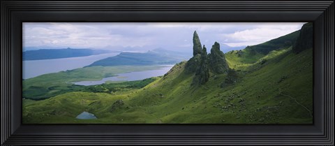 Framed High angle view of rock formations on a mountain, Old Man Of Storr, Isle Of Skye, Scotland Print
