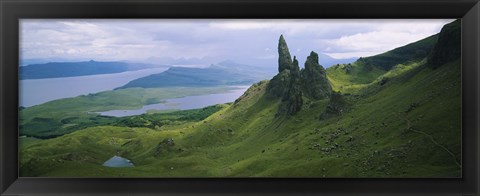 Framed High angle view of rock formations on a mountain, Old Man Of Storr, Isle Of Skye, Scotland Print