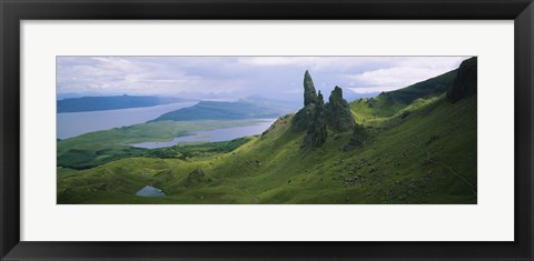 Framed High angle view of rock formations on a mountain, Old Man Of Storr, Isle Of Skye, Scotland Print