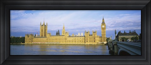 Framed Government building at the waterfront, Thames River, Houses Of Parliament, London, England Print
