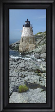 Framed Lighthouse along the sea, Castle Hill Lighthouse, Narraganset Bay, Newport, Rhode Island (vertical) Print