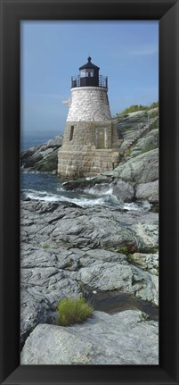 Framed Lighthouse along the sea, Castle Hill Lighthouse, Narraganset Bay, Newport, Rhode Island (vertical) Print