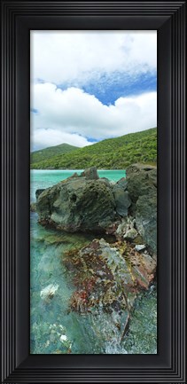 Framed Rocks in the sea, Jumbie Bay, St John, US Virgin Islands Print