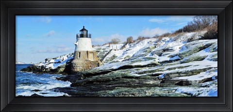 Framed Lighthouse along the sea, Castle Hill Lighthouse, Narraganset Bay, Newport, Rhode Island (horizontal) Print