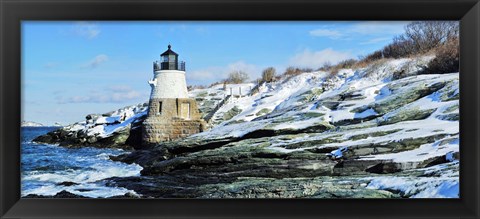 Framed Lighthouse along the sea, Castle Hill Lighthouse, Narraganset Bay, Newport, Rhode Island (horizontal) Print