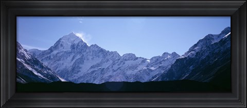 Framed Snow covered mountains, Mt. Tutoko, Fiordlands National Park, Southland, South Island, New Zealand Print