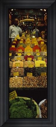 Framed Two vendors standing in a spice store, Istanbul, Turkey Print